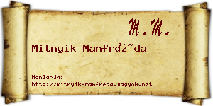 Mitnyik Manfréda névjegykártya